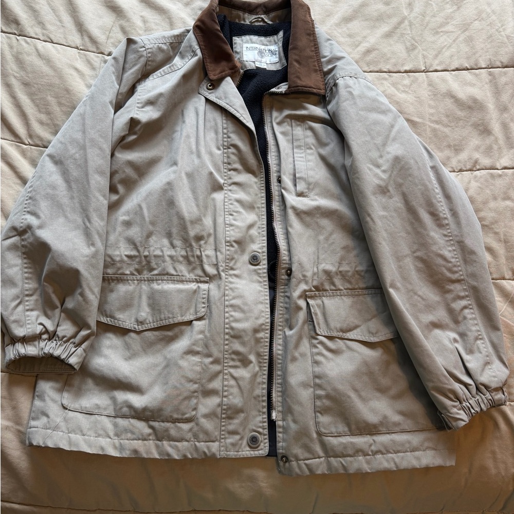 Barn Coat Tan Jacket with Brown Collar